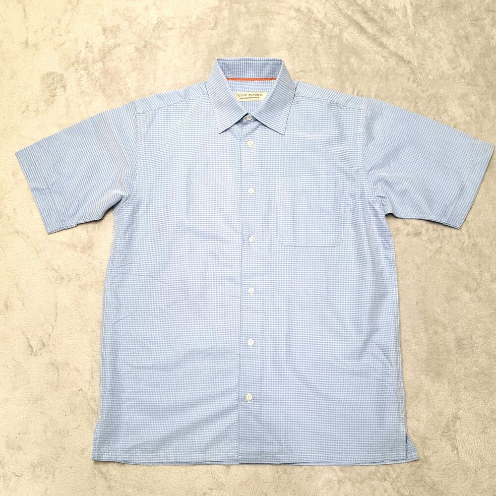 Island Republic Casual Shirt Men's MEDIUM Gingham Button Up Travel Vacation